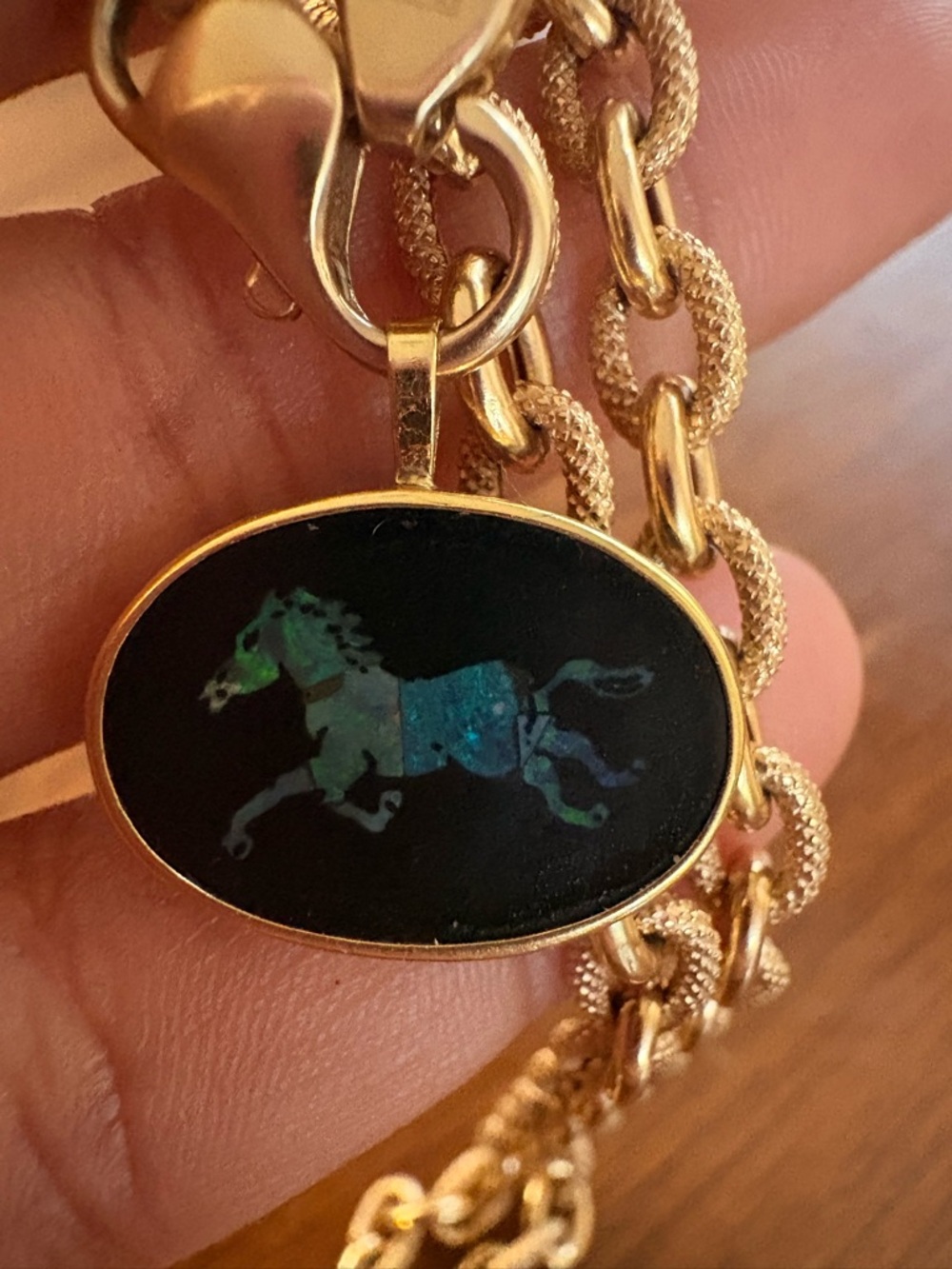 Vintage 14K Onyx with Opal Inlay horse  Pendant only  🐎